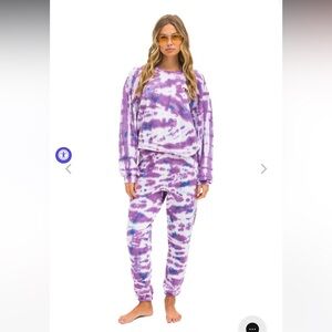 NWT Unisex Aviator Nation Magenta Tie Dye Hoodie (XS) and Sweatpants (S)